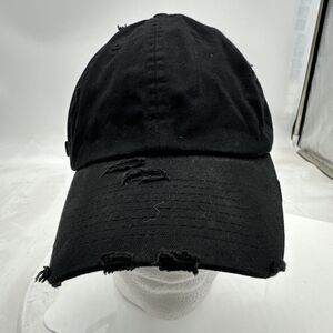 Kbethos Vintage Style All Black  Distressed Hat Cap Adjustable Blank Plain